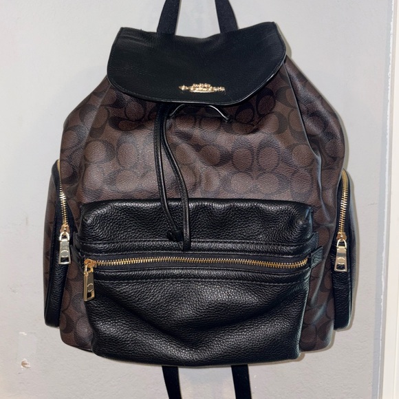 Coach Signature Brown and Black Men's Backpack - Picture 1 of 7